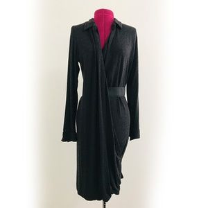 [Asos] Asymmetric Knit Wrap Dress in Dark Grey